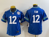 Seahawks 25/26 Fan #12 Royal Blue/White Women NFL Jersey