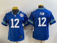 Seahawks 25/26 Fan #12 Royal Blue/White Women NFL Jersey