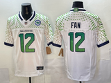 Seahawks 25/26 Fan #12 White/Green Women NFL Jersey