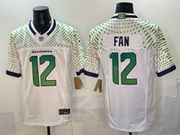 Seahawks 25/26 Fan #12 White/Green Women NFL Jersey