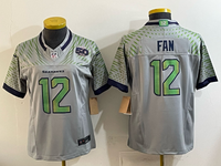 Seahawks 25/26 Fan #12 Wolf Gray/Green Women NFL Jersey