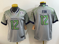 Seahawks 25/26 Fan #12 Wolf Gray/Green Women NFL Jersey