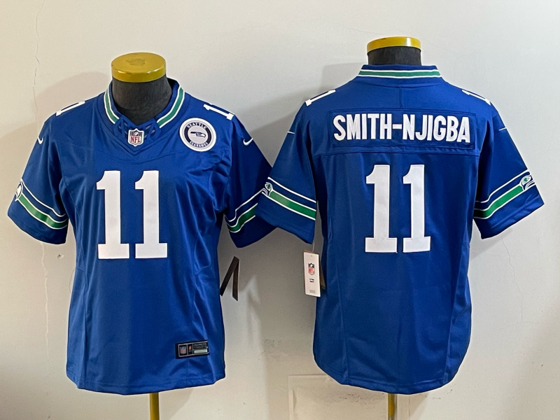 Seahawks 25/26 Smith-Njigba #11 Royal Blue Women NFL Jersey
