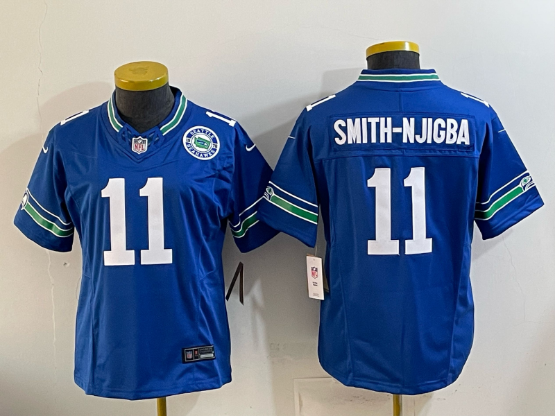 Seahawks 25/26 Smith-Njigba #11 Royal Blue Women NFL Jersey