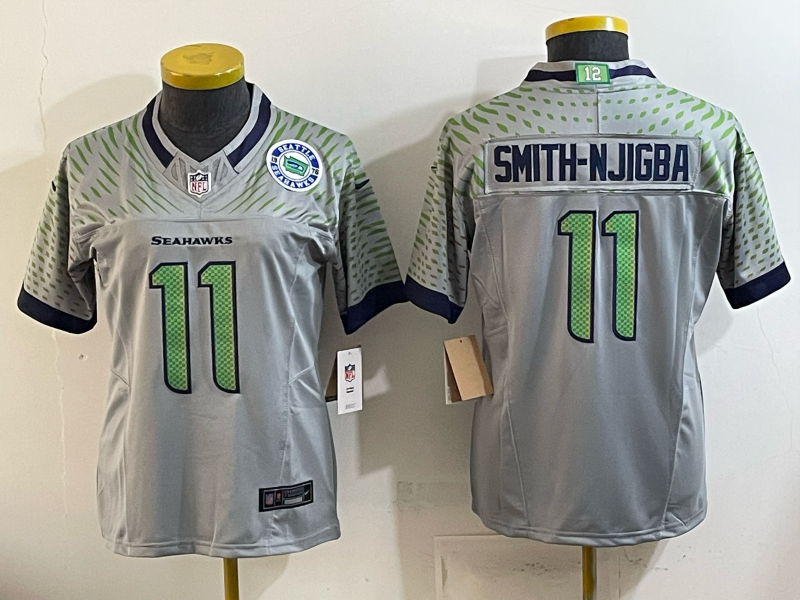Seahawks 25/26 Smith-Njigba #11 Wolf Gray/Green Women NFL Jersey