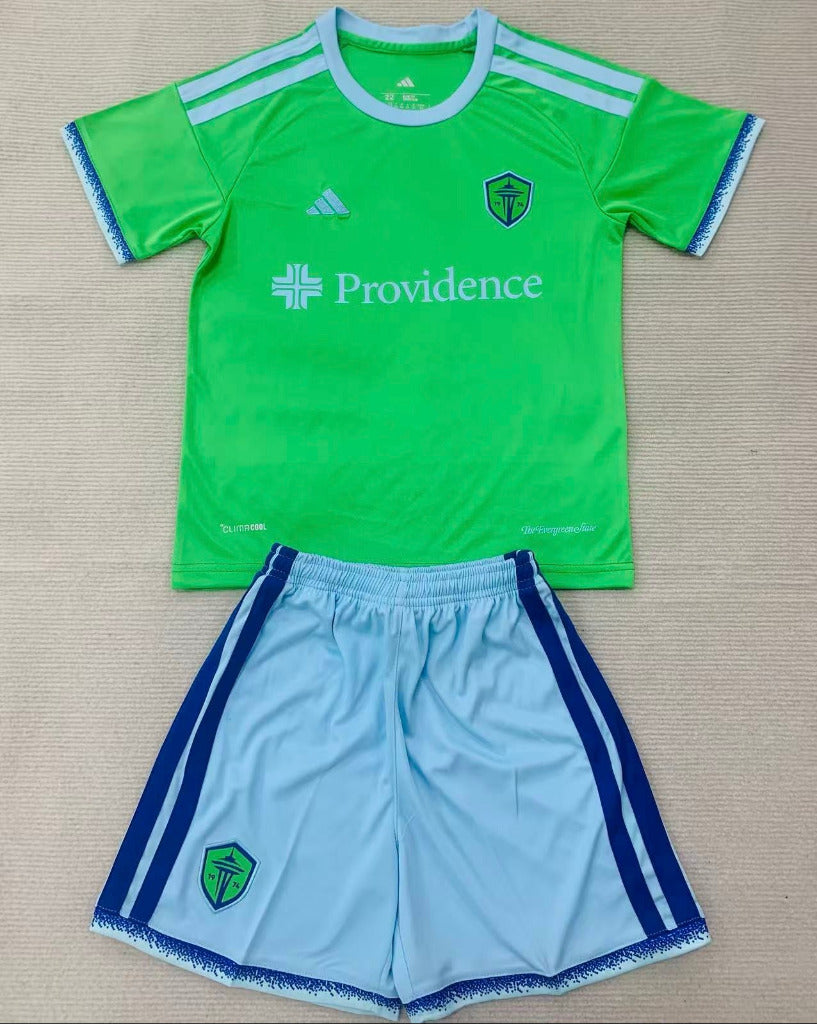 Seattle 26/27 Green/Blue Home Kids Jersey Set