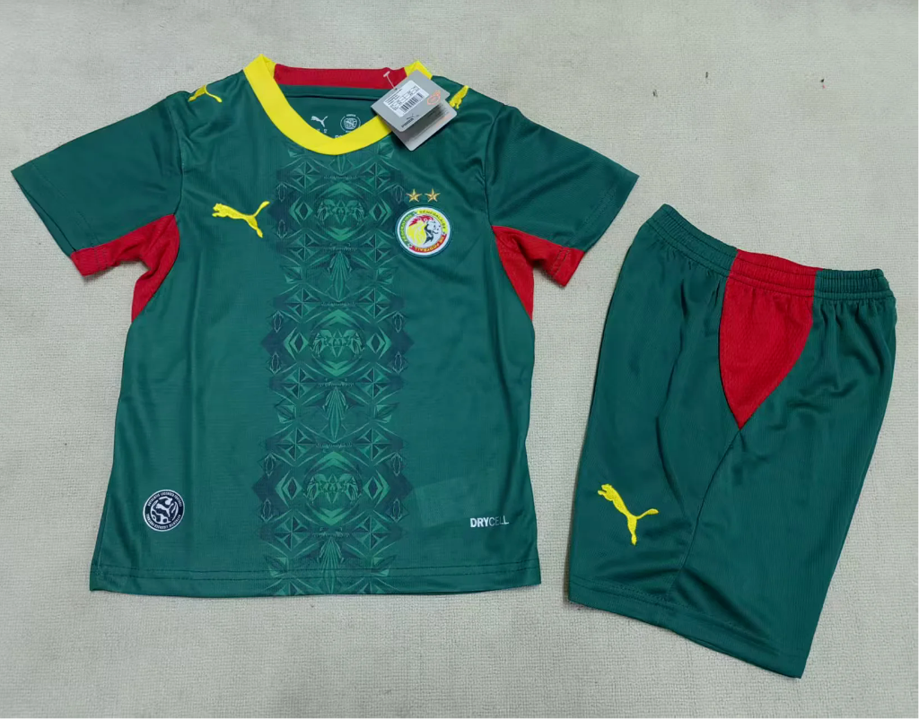 Senegal 2026 Green/Red/Yellow World Cup Away Kids Jersey Set
