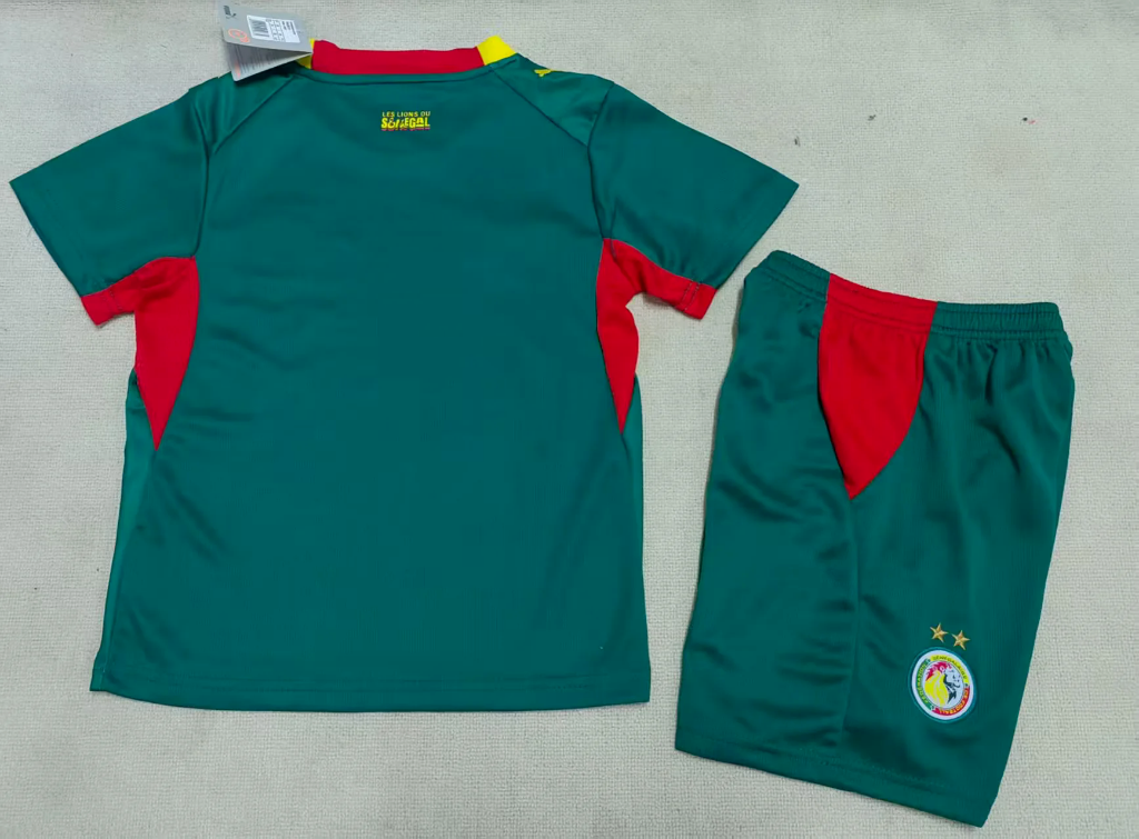 Senegal 2026 Green/Red/Yellow World Cup Away Kids Jersey Set