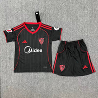 Sevilla 25/26 Black/Red Third Kids Jersey Set