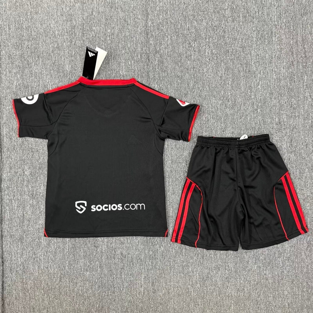 Sevilla 25/26 Black/Red Third Kids Jersey Set