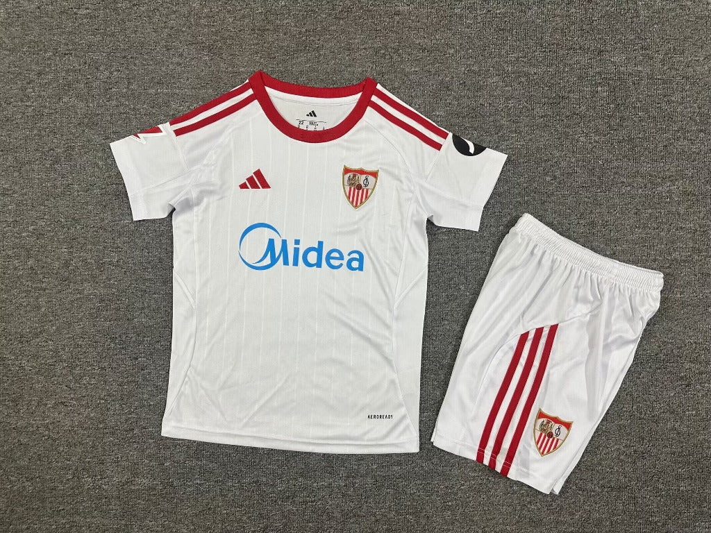 Sevilla 25/26 White Home Kids Jersey Set