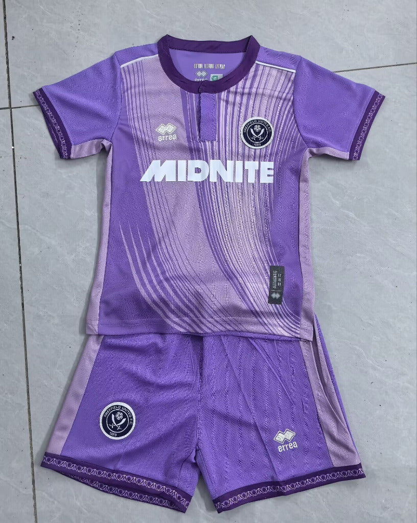 Sheffield United 25/26 Purple Third Kids Jersey Set