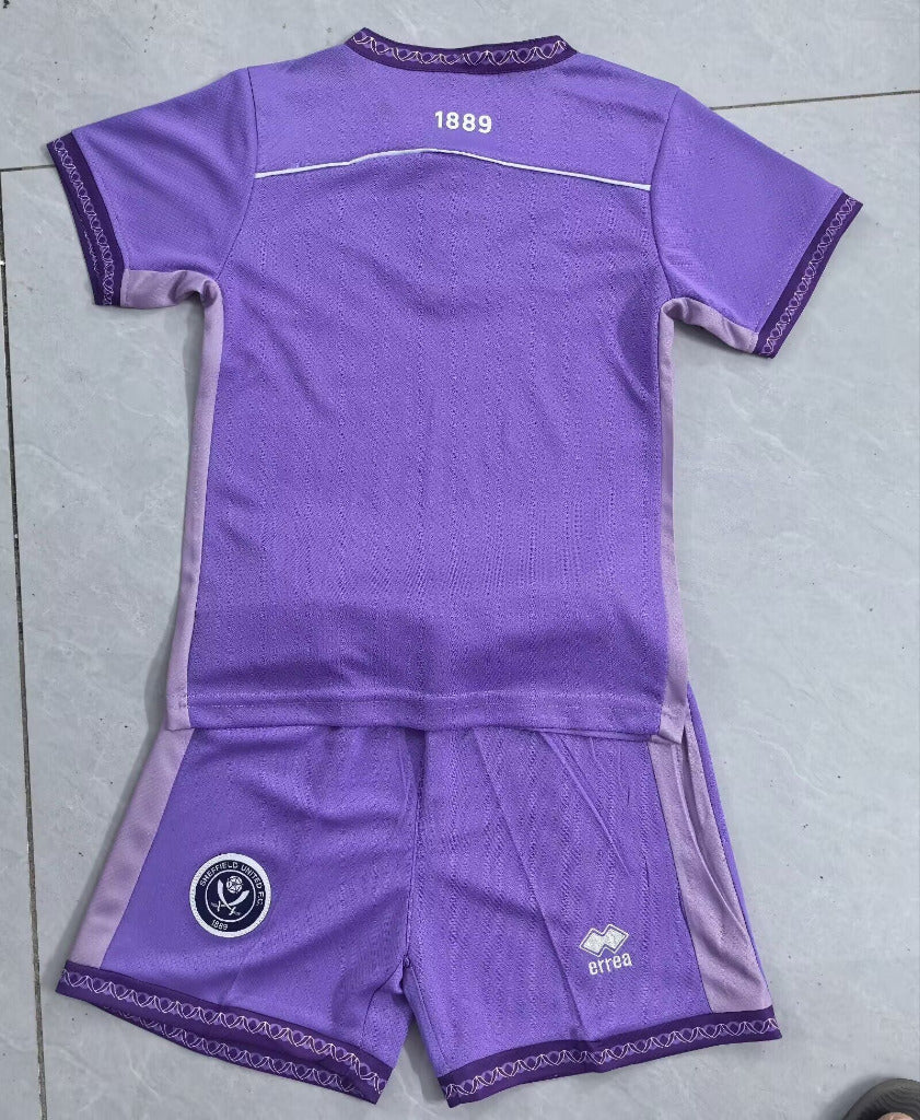Sheffield United 25/26 Purple Third Kids Jersey Set