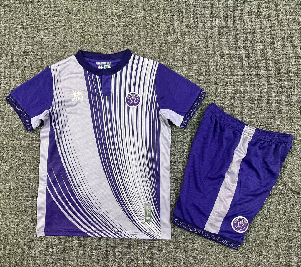 Sheffield United 25/26 Purple/White Third Kids Jersey Set