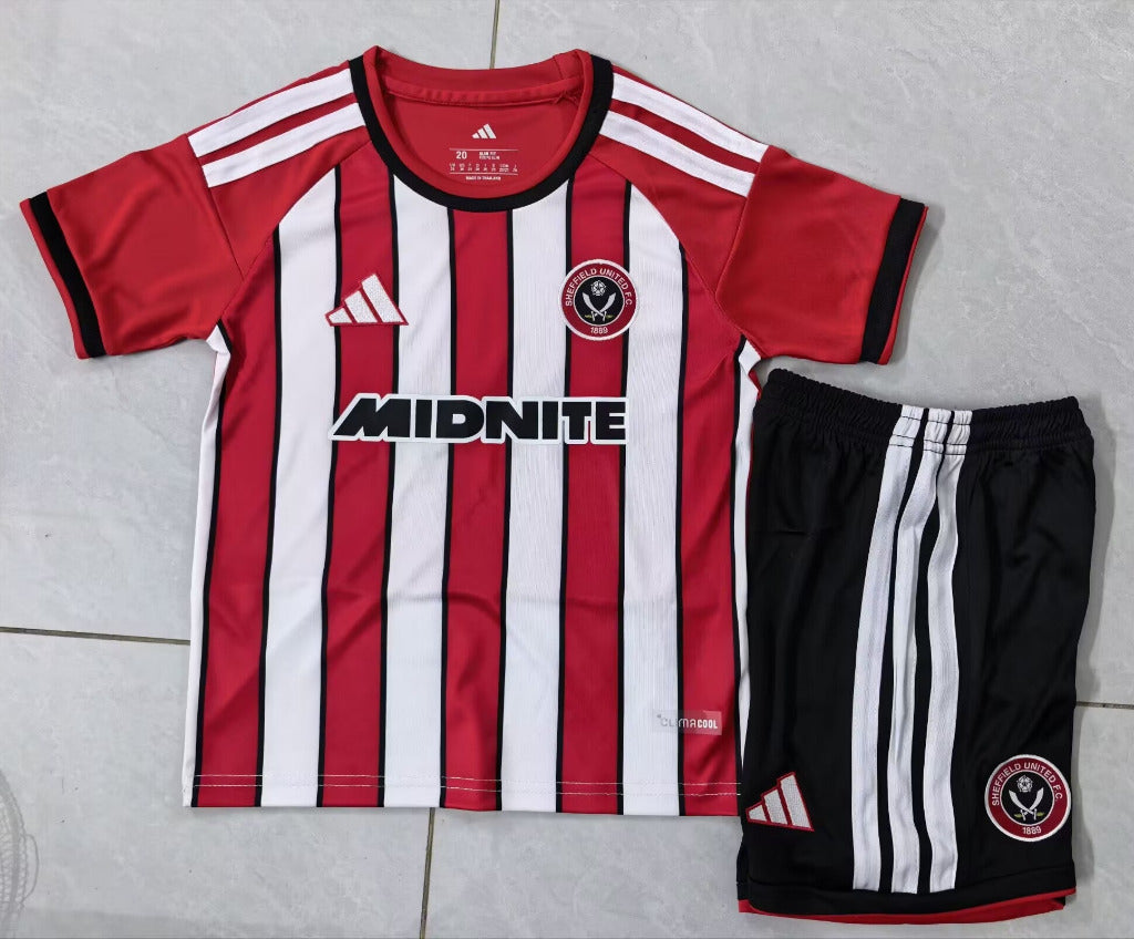 Sheffield United 26/27 Red/White/Black Trim Home Kids Jersey Set