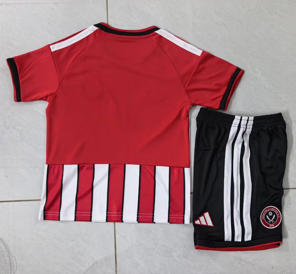 Sheffield United 26/27 Red/White/Black Trim Home Kids Jersey Set