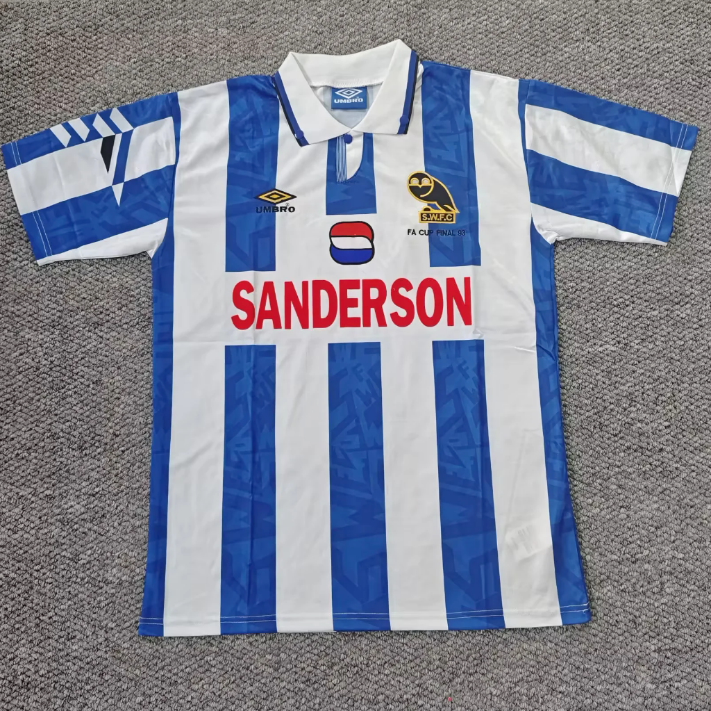 Sheffield Wednesday 1992/93 Vintage Retro Blue/White Stripe Home Jersey