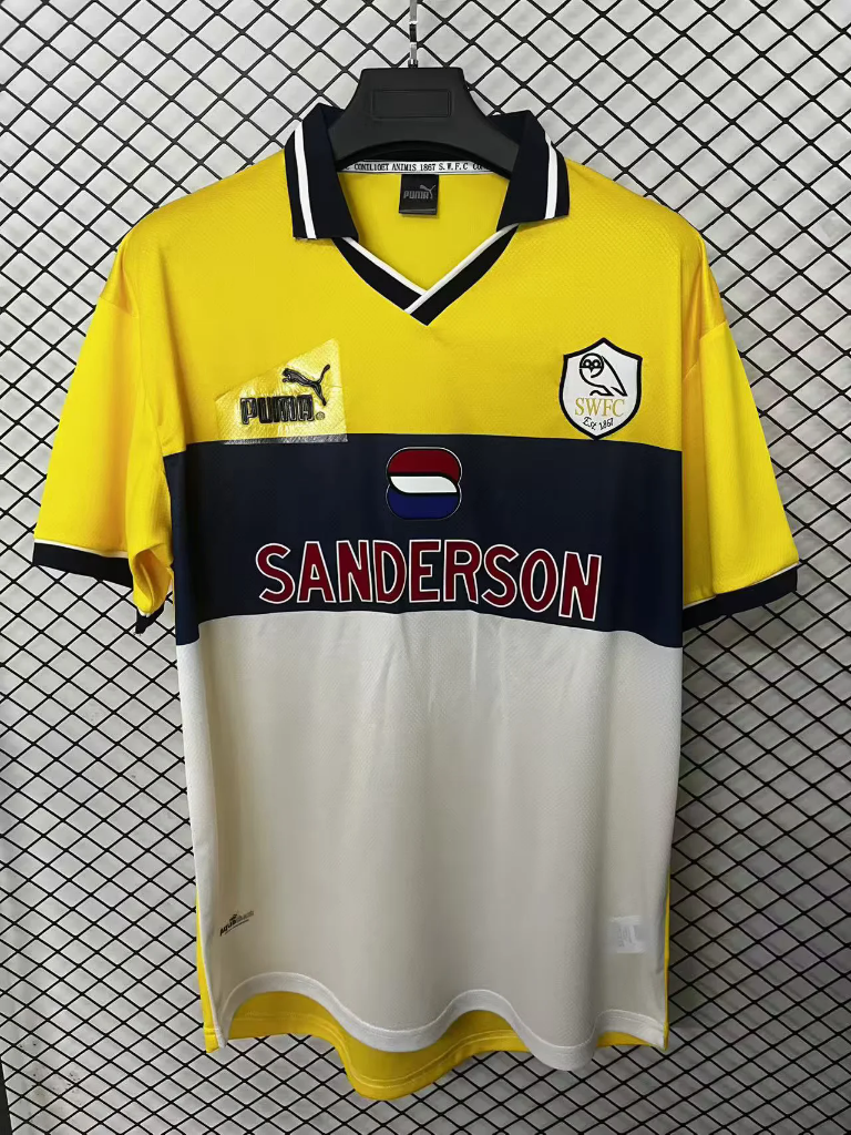 Sheffield Wednesday 1999 Vintage Retro Yellow/White/Black Away Jersey