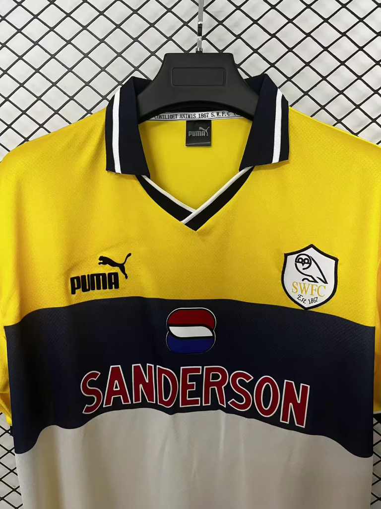 Sheffield Wednesday 1999 Vintage Retro Yellow/White/Black Away Jersey