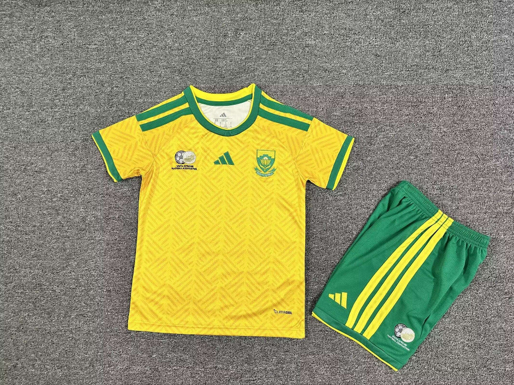South Africa 2026 Yellow/Green 3 Stripes Home Kids Jersey Set