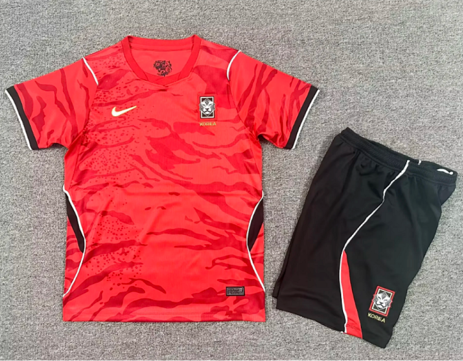 South Korea 2026 Red/Black Home Kids Jersey Set
