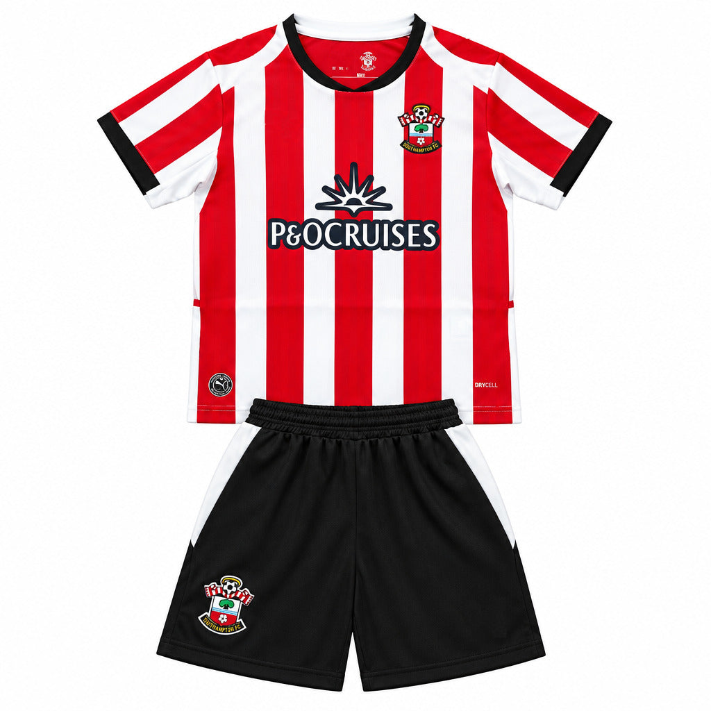 Southampton 26/27 Red/White Vertical Stripes Home Kids Jersey Set