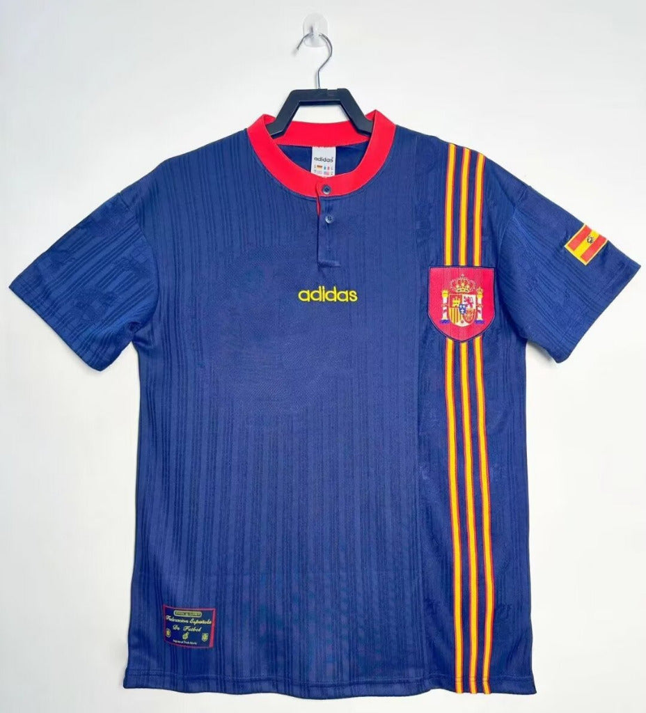 Spain 1996 Vintage Retro Away Jacquard Fabric Jersey