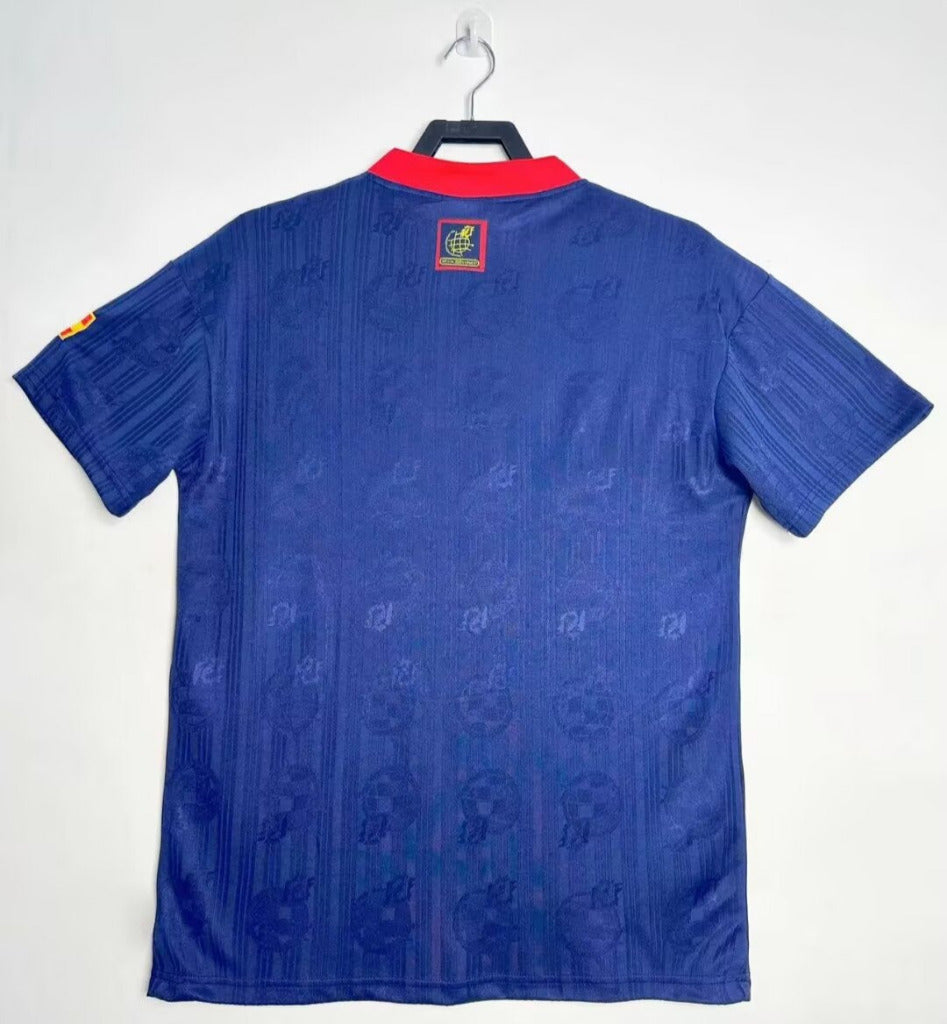 Spain 1996 Vintage Retro Away Jacquard Fabric Jersey