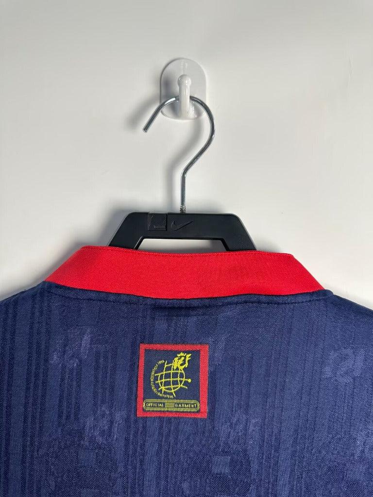 Spain 1996 Vintage Retro Away Jacquard Fabric Jersey
