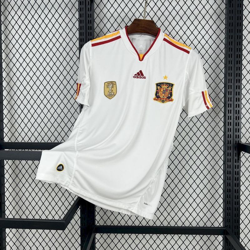 Spain 2010 Vintage Retro White Away Jersey