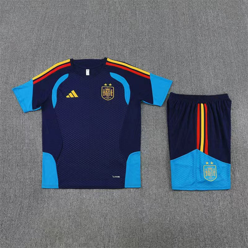 Spain 2026 Navy Blue/Blue Red/Yellow Stripes Kids Training Set