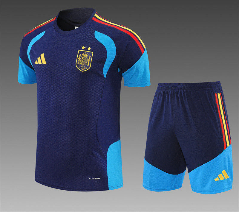 Spain 2026 Navy Blue/Blue Red/Yellow Stripes Kids Training Set