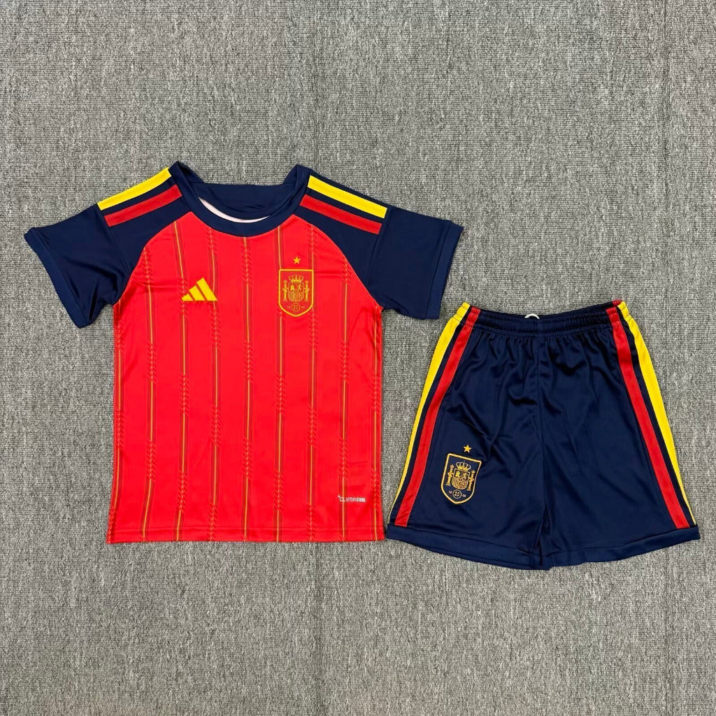 Spain 2026 Red Home Kids Jersey Set