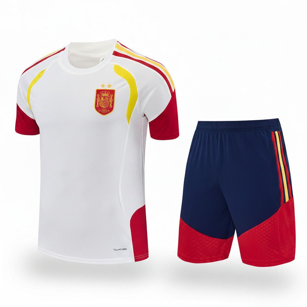 Spain 2026 White/Red/Yellow Stripes Training Kids Jersey Set