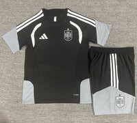 Spain 2026 World Cup Black/White Stripes/Gray Training Kids Jersey Set