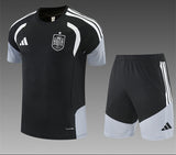 Spain 2026 World Cup Black/White Stripes/Gray Training Kids Jersey Set