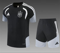Spain 2026 World Cup Black/White Stripes/Gray Training Kids Jersey Set