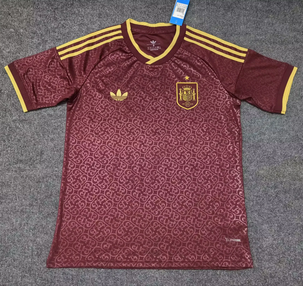 Spain 2026 World Cup Red/Gold Stripes Third Jersey