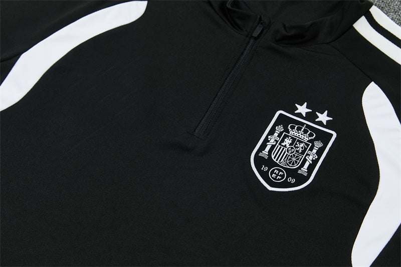 Spain 26/27 Black/White Double Star Design Training Tracksuit Set