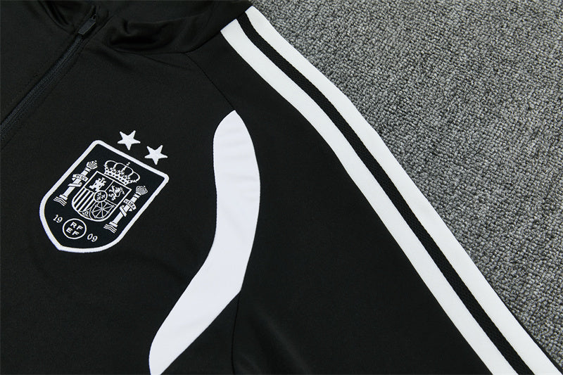 Spain 26/27 Black/White Double Star Design Training Tracksuit Set