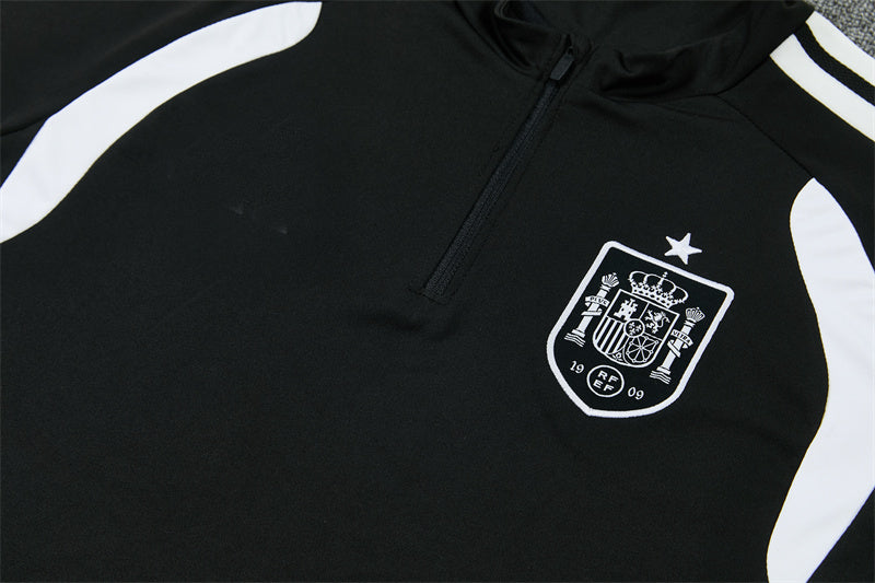 Spain 26/27 Black/White Single Star Training Tracksuit Set