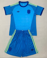 Spain 26/27 Blue/Yellow Stripes Goalkeeper Kids Jersey Set