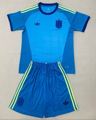Spain 26/27 Blue/Yellow Stripes Goalkeeper Kids Jersey Set