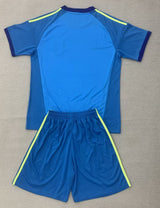 Spain 26/27 Blue/Yellow Stripes Goalkeeper Kids Jersey Set