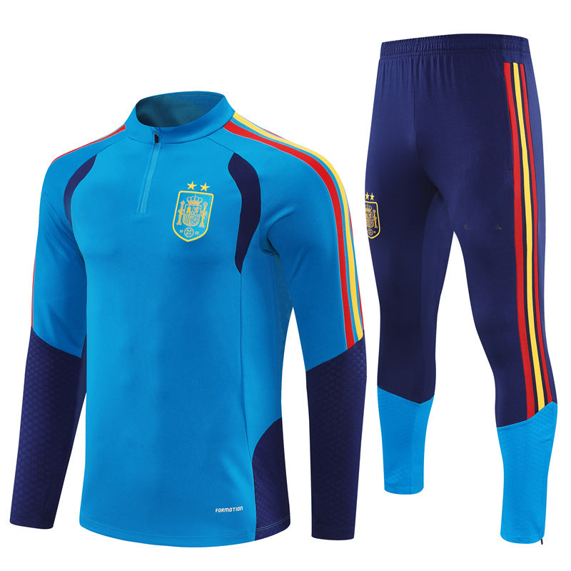 Spain 26/27 Bright/Dark Blue Double Star Design Training Tracksuit Set