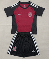 Spain 26/27 Dark Maroon/Black/White Stripes Goalkeeper Kids Jersey Set