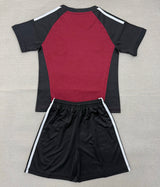 Spain 26/27 Dark Maroon/Black/White Stripes Goalkeeper Kids Jersey Set