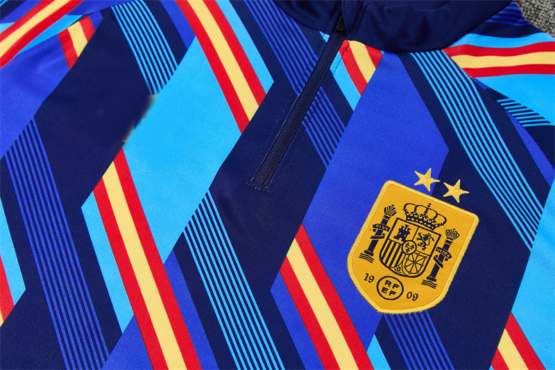 Spain 26/27 Royal Blue/Navy/Red Double Star Design Training Tracksuit Set