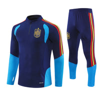 Spanish 26/27 Dark Blue/Light Blue with Red/Yellow Stripes Training Tracksuit Set