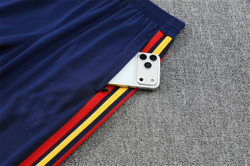 Spanish 26/27 Dark Blue/Light Blue with Red/Yellow Stripes Training Tracksuit Set